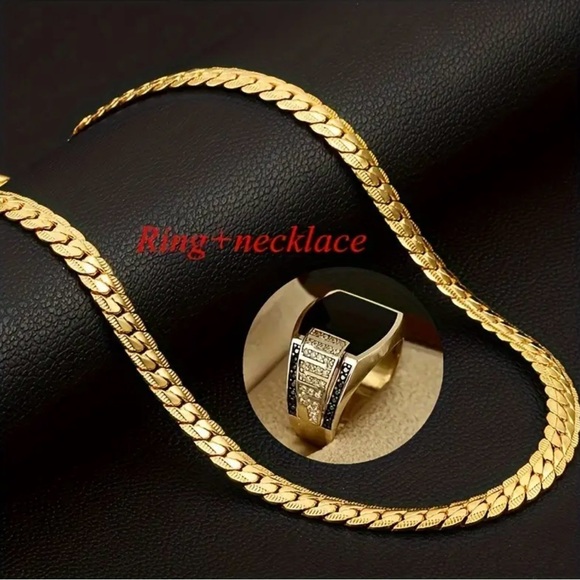 Classic Fashion Creative Luxury Jewelry Domineering Men's Ring Necklace Set - Picture 1 of 5